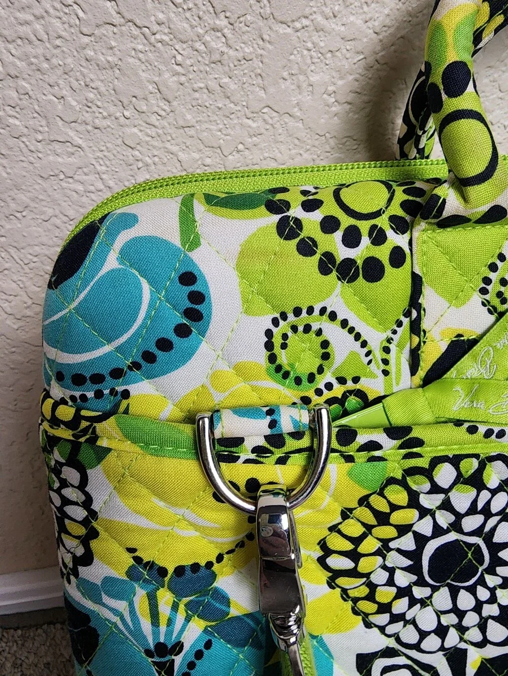 Vera Bradley Laptop Portfolio Bag Lime's Up Retired Quilted Laptop Case
